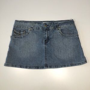 Hydraulic Stretchy Denim Mini Skirt